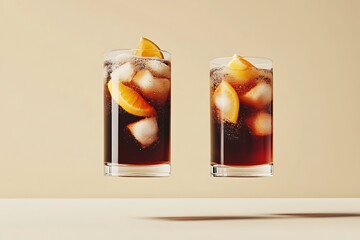 Poster - Floating Cocktails with Orange and Lemon Slices