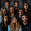 © Sirirat - A diverse group of young adults posing together, showcasing a range of styles and expressions. Generative AI Illustration