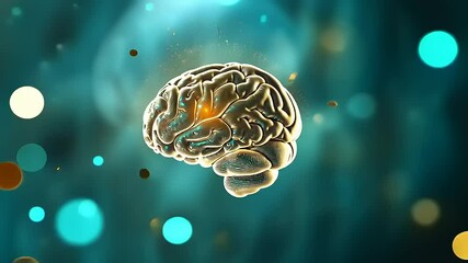 Wall Mural - A digital representation of a brain surrounded by particles, symbolizing thought and creativity.
