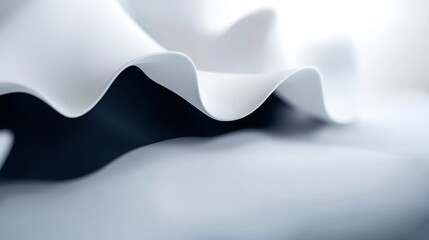 Wall Mural - Abstract waves of white fabric create a dramatic, elegant scene.