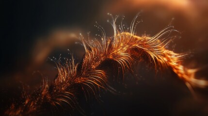 Canvas Print - Intricate details of a plant's seed head, glowing orange and brown.