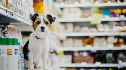 Wall Mural - Thief alert in a pet store, employee noticing unusual shopper behavior. Featuring quick response and pet product protection