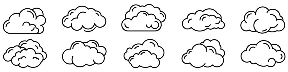 Wall Mural - cloud icon. editable stroke. set of black linear cloud icons. cloud symbol. vector illustration