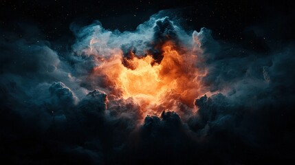 Wall Mural - dramatic explosion of color in a dark cosmic background