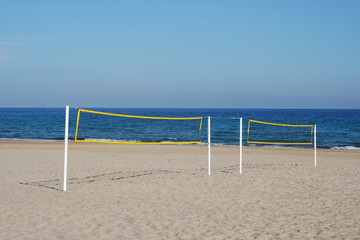 Wall Mural - Volleyball nets on the beach San Juan, Alicante, Spain