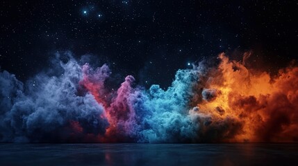 Wall Mural - vibrant smoke and stars create a cosmic atmosphere.