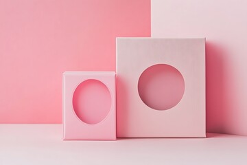 Wall Mural - Pink Boxes Display Design Mockup