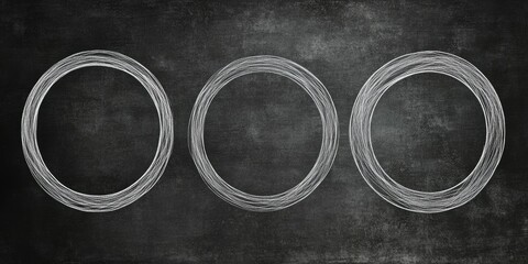 Hand-Sketched Circular and Oval Shapes on a Blackboard Background