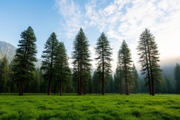 Wall Mural - trees in a Lush Meadow Landscape