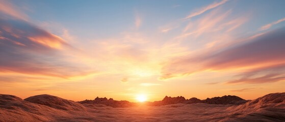 Wall Mural - desert landscape at sunset with colorful sky.