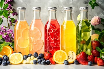 Wall Mural - Colorful Refreshing Fruit Drinks