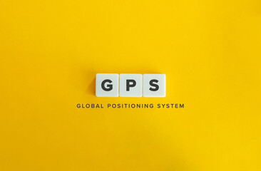 Global Positioning System, GPS. Block Letter Tiles on Flat Background. Minimalist Aesthetics.