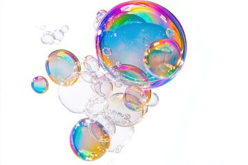 Sticker - Colorful soap bubbles floating in the air, creating a dreamy and playful atmosphere, ideal for promoting joy and celebration in various designs