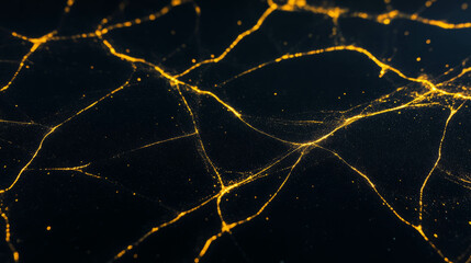 Abstract golden spiderweb background with intricate patterns on a dark surface