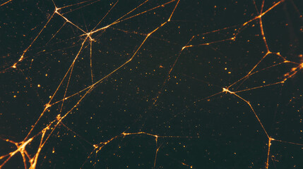 Geometric golden spiderweb pattern on dark background