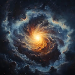 a galaxy with a bright radiant center surround