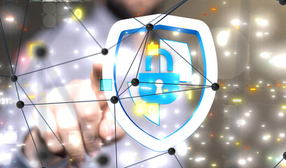 Fototapete - Cybersecurity and information or network protection. Future technology