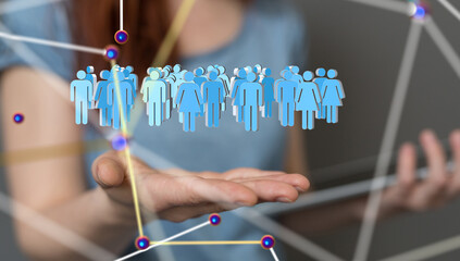 Fototapete - Global network. Blockchain. 3D illustration. Neural networks and artificial intelligence. Abstract