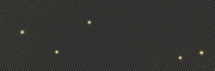 Wall Mural - gold glittering dust with stars on transparent backdrop