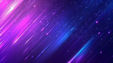 blue and purple background with a gradient, diagonal lines of light and stars