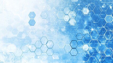 Wall Mural - abstract blue background with hexagonal patterns and geometric shapes for technology and science the