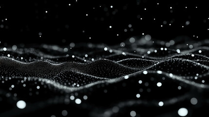 Ethereal spiderweb with water droplets on a blurred black background for tranquil design