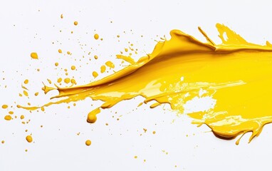 Canvas Print - Splashes of bright yellow paint on white background