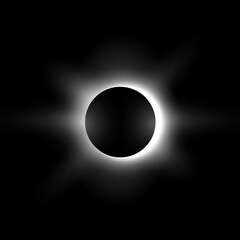 Wall Mural - Solar or moon eclipse with light rays, vector realistic full planet eclipse in dark universe, white glowing space star