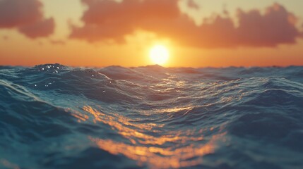 Wall Mural - serene sunset over gentle waves in a tranquil ocean scene