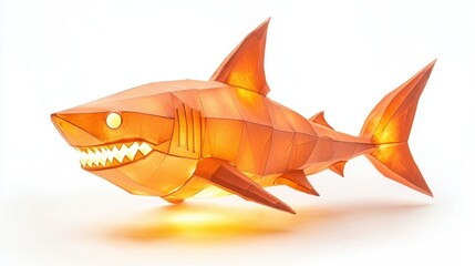 Sticker - An illuminated paper lantern depicting a stylized shark swims