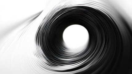 Wall Mural - abstract black and white spiral vortex tunnel.