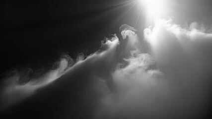 Wall Mural - fog mist haze smoke on black background with empty space in a middle