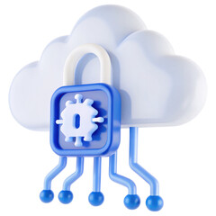 Leinwandbilder - A stylized cloud with a padlock and circuit design, symbolizing data security and cloud computing.