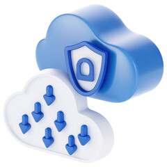 Aufkleber - A stylized cloud icon featuring a shield symbolizing data protection and secure cloud storage.
