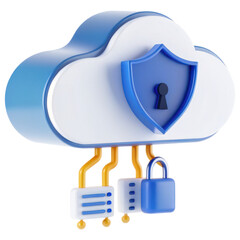 Leinwandbilder - A stylized cloud with a shield and locks, symbolizing security and protection in cloud computing.