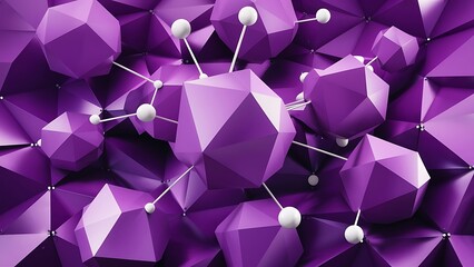 Abstract geometric purple polygonal background molecule and communication connected lines with dots concept of the science chemistry biology medicine technology