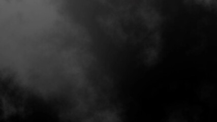 Fototapete - White Fog Smoke Overlay on Black Background. Black loop background