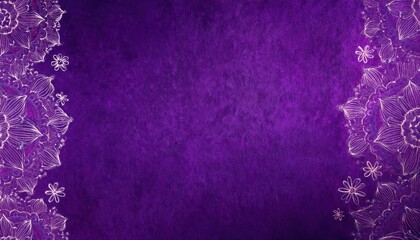 Fototapete - purple floral pattern with delicate hand-drawn flowers on textured background, perfect for creative designs or decor