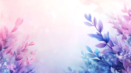 Poster - Gentle pastel leaves intertwining in a soft, dreamy light, creating a magical and serene atmosphere