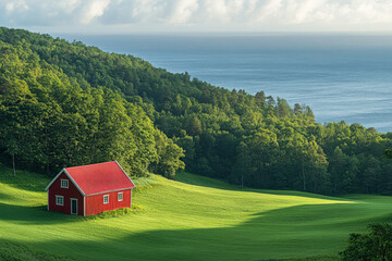 Canvas Print - A scenic view of Jæren, Norway, rolling fields, peaceful and natural.