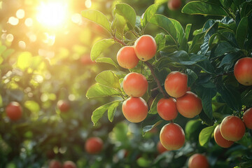 Poster - An ackee tree with ripe fruit, tropical and natural, cultural theme