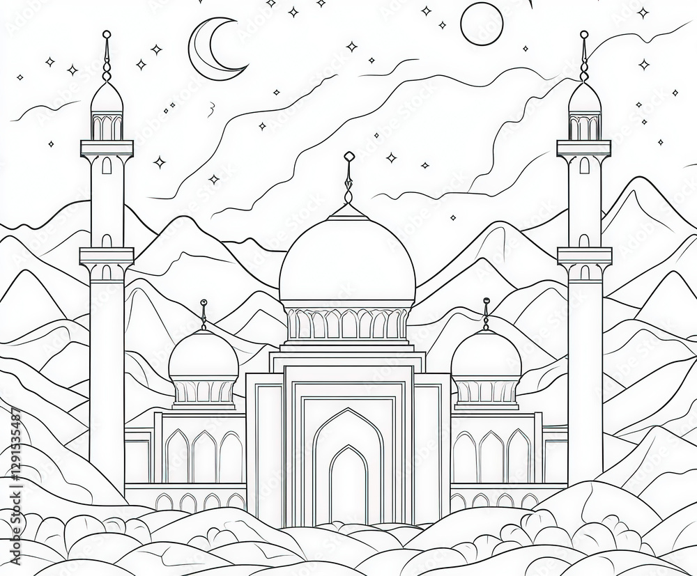 Kids drawing traditional Ramadan symbols, coloring page for kids ...