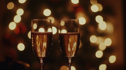 Two champagne glasses clinking in a toast, celebrating joy and connection.