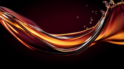 Wall Mural - Flowing liquid creating dynamic waves with splashes in a dark background, ideal for design use