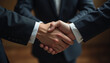 © AMAVISION - People shaking hand after business job interview at office building, negotiation, investor, success, partnership, teamwork, financial, connection concept.