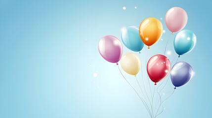 balloons vector background with colorful balloons drifting in a light blue sky