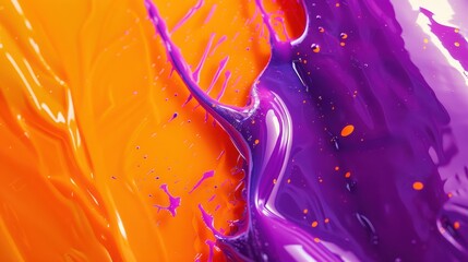 Wall Mural - Vibrant Orange and Purple Abstract Background with Paint Mixing