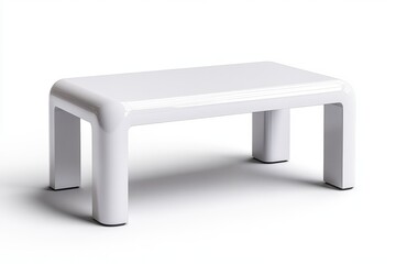 Poster - White, flat, rectangular table on a white background, front view. Simple and clean, high-resolution image with no shadows, hyper-realistic product photography