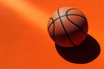 Poster - A basketball resting on an orange surface under warm lighting