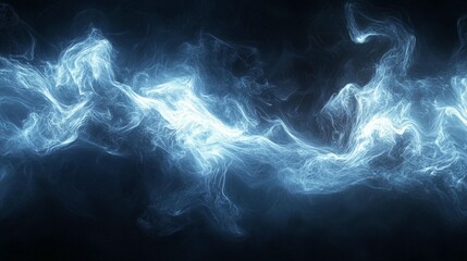 Wall Mural - Abstract blue energy swirls on dark background, glowing light streaks, dynamic motion.